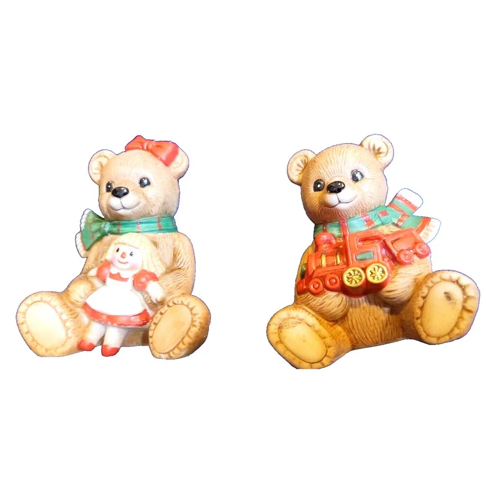 2 Homeco Christmas Teddy Bear Figurines - Picture 1 of 7